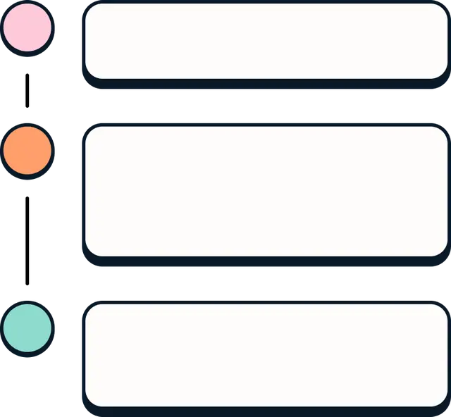 Abstraction of Nutshell's redesigned timeline UI