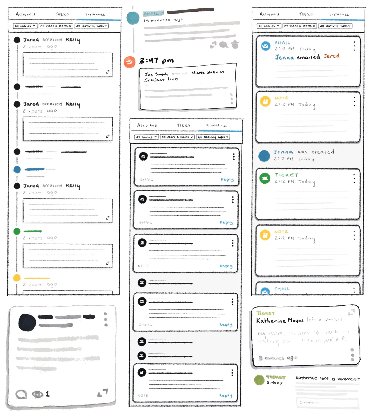 First sketches of the new timeline design